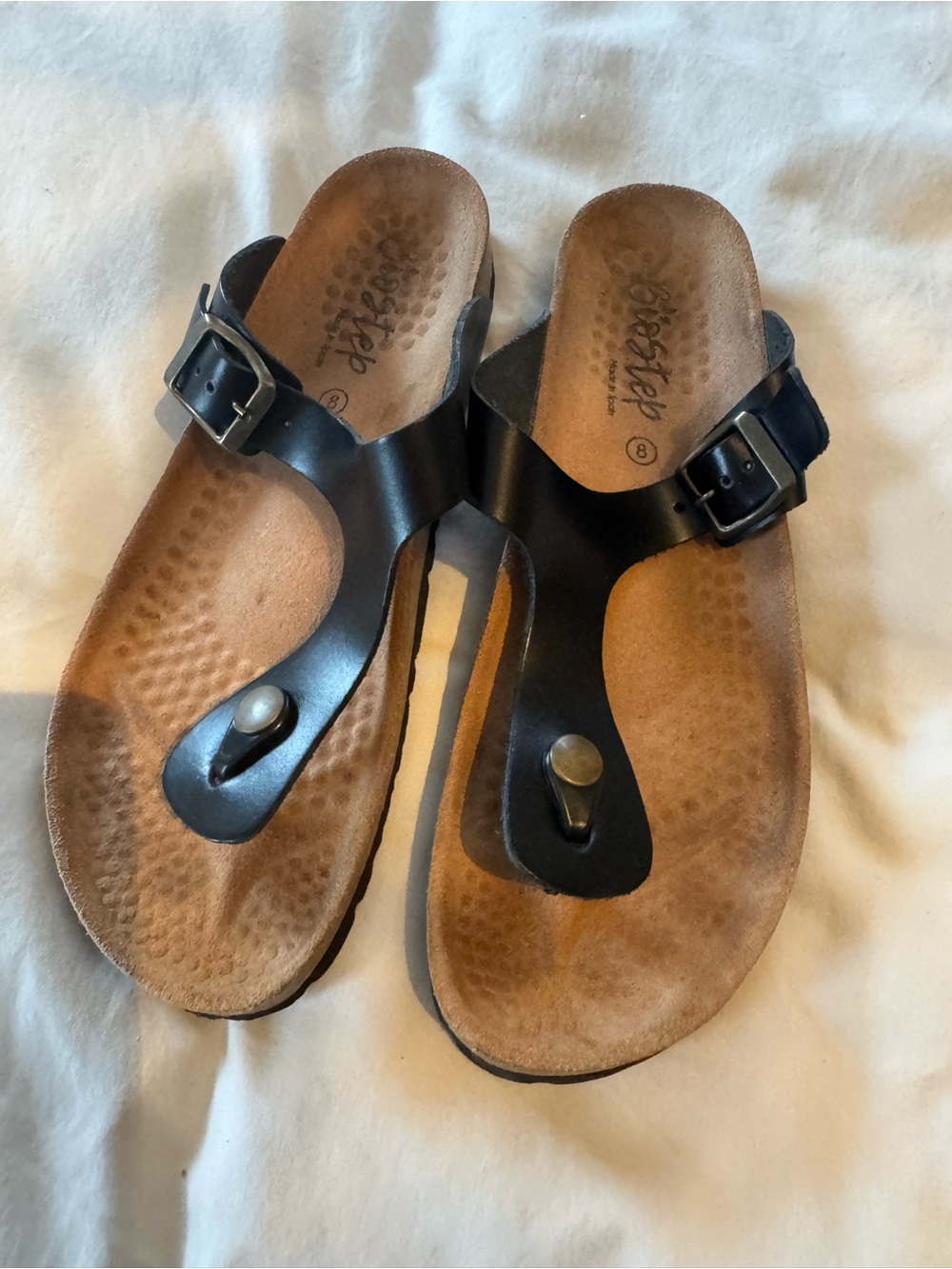 Biostep Women's Black T-Strap Comfort Sandals